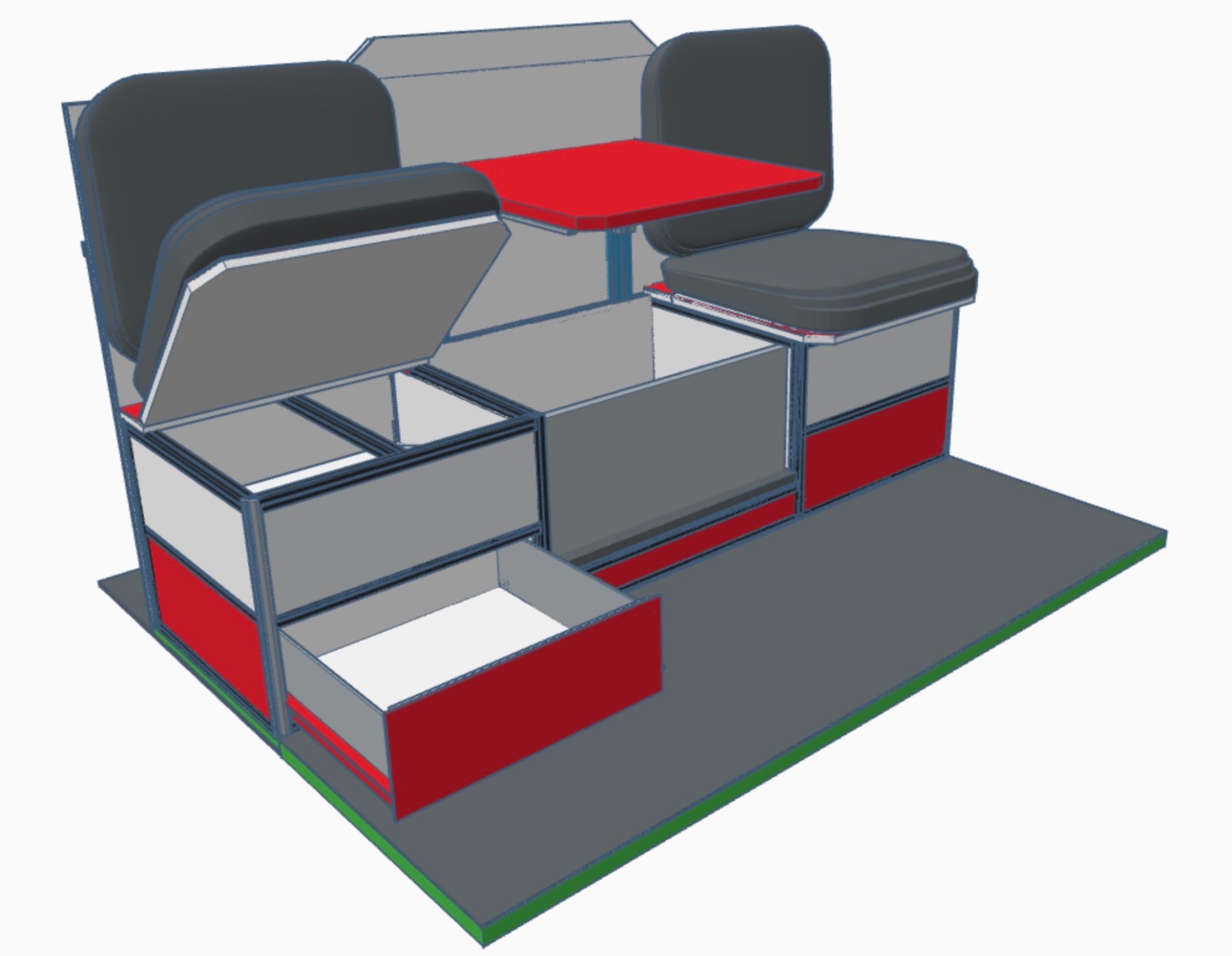 Zitplaats en klaptafel voor 2 personen